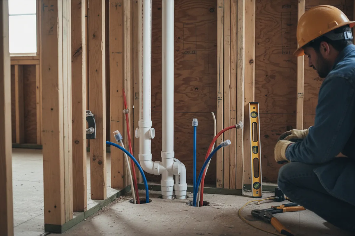 Drain and supply rough-in during Toilet Repair and Installation in Long Beach