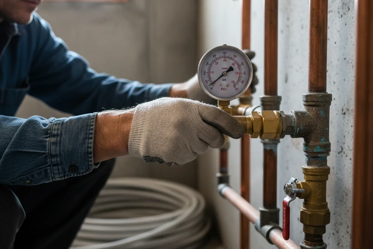 Pressure testing a repaired line during Water Line Repair in Long Beach